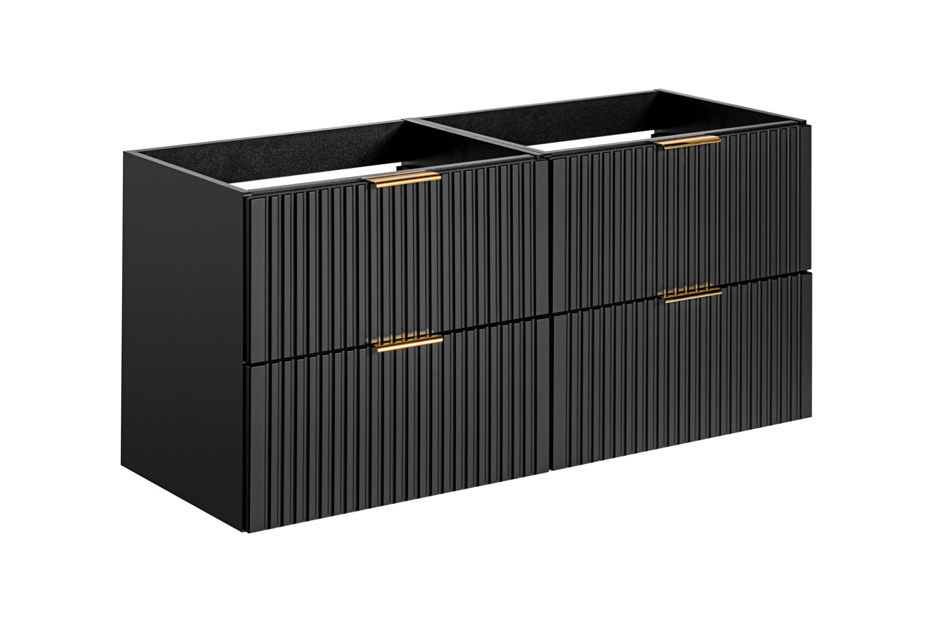 Praustuvo spintelių komplektas su 4 stalčiais, 120 cm, „Adel“, matinės juodos spalvos