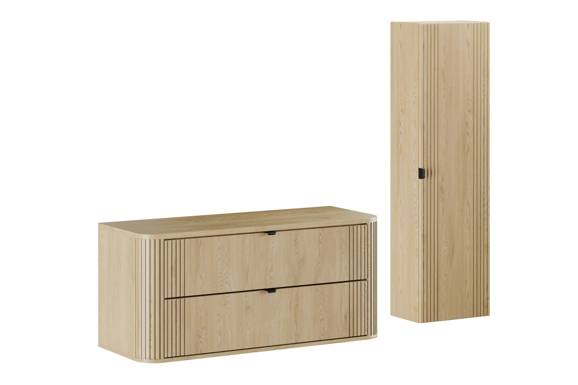 120 cm praustuvo spintelės su stalviršiu ir aukšta kolona „Ovalia Cremona“ komplektas