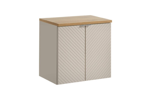 Dviejų durų praustuvo spintelių su stalviršiu komplektas, 60 cm, Viva Cashmere Oak, Coast Evoke