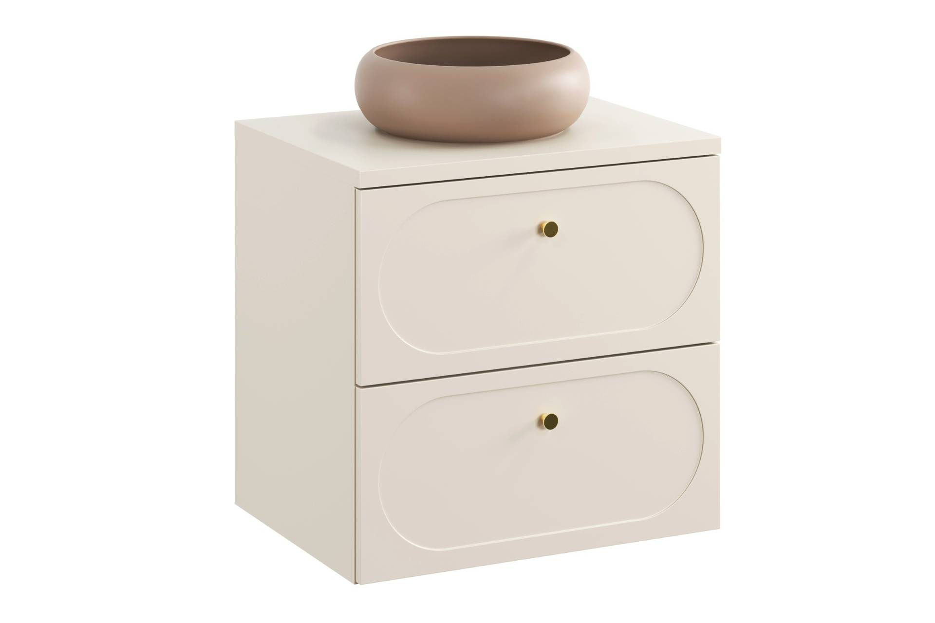 Praustuvo spintelės su 60 cm stalviršiu, 2 stalčiais ir stalviršio praustuvo Donna Sand komplektas