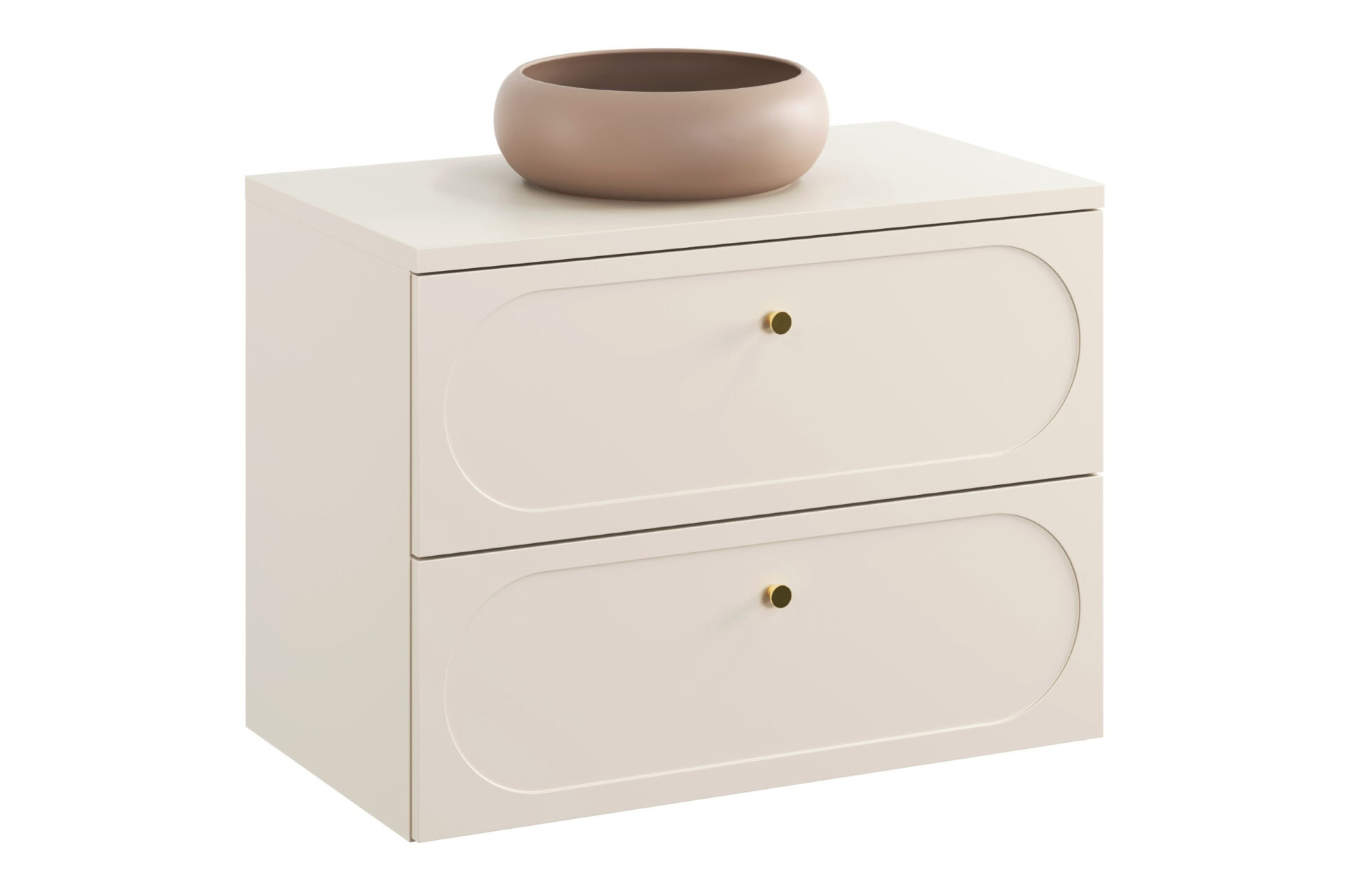 Praustuvo spintelės su 80 cm stalviršiu, 2 stalčiais ir stalviršio praustuvo Donna Sand komplektas