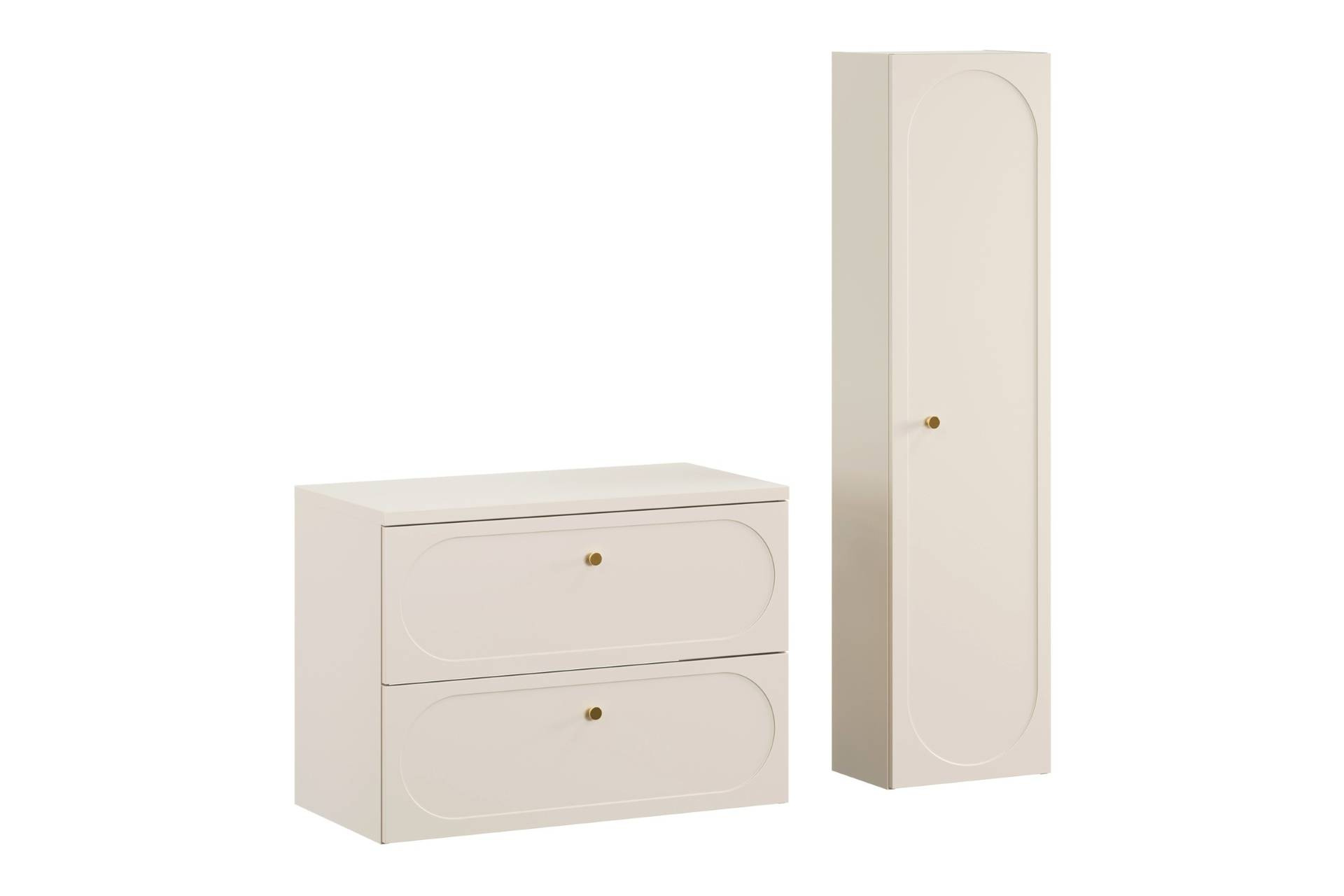 Praustuvo spintelės su 80 cm stalviršiu ir aukšta kolona Donna Sand komplektas