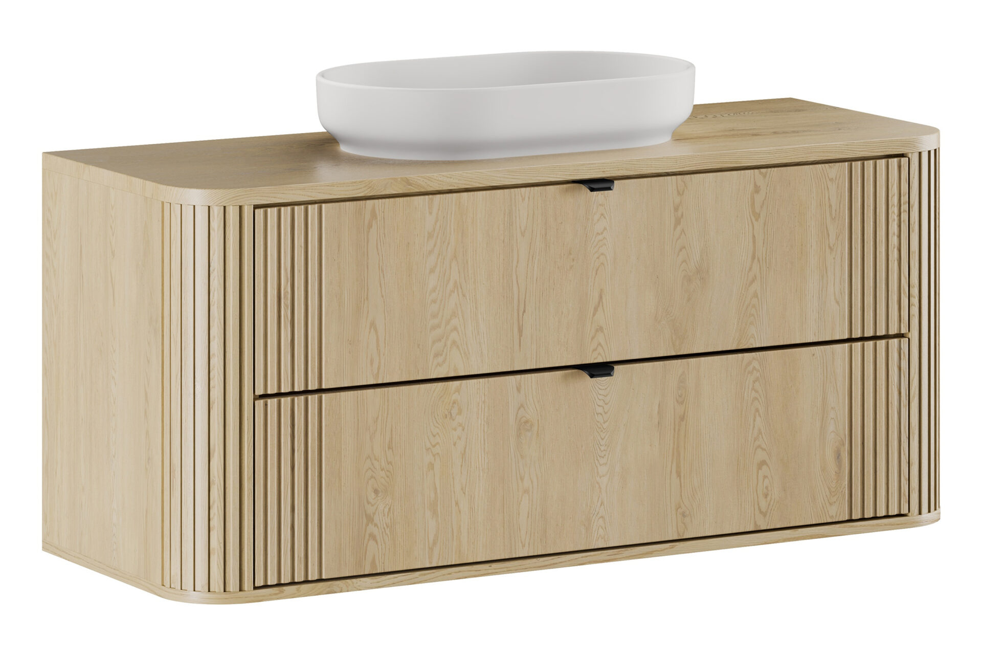 Stalviršio spintelės ir stalviršio praustuvo komplektas 120 cm Ovalia Cremona