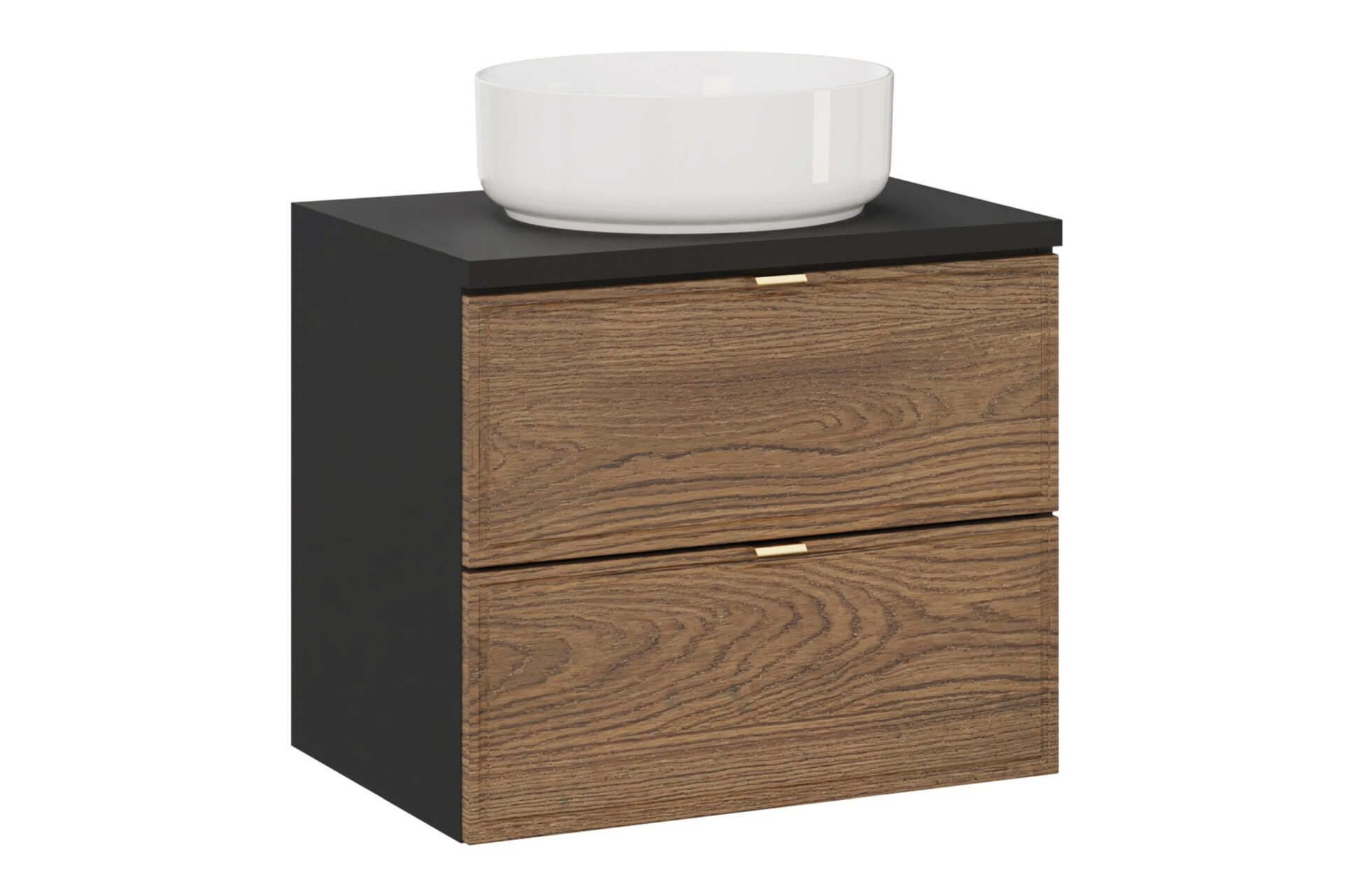 Spintelės su stalviršiu ir praustuvo komplektas, 60 cm, „Talia Casella“, matinės juodos spalvos