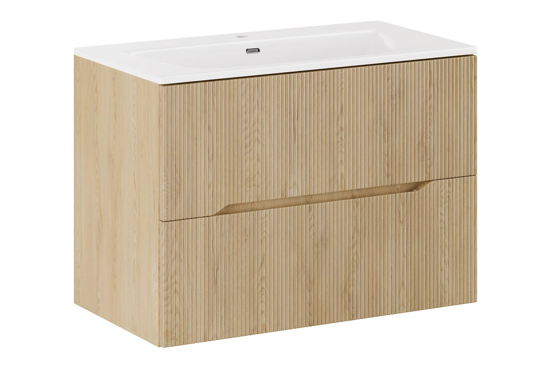 Spintelės su praustuvu komplektas, 80 cm, 2 stalčiai, „Nordic Cremona“