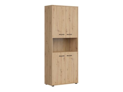 SPACE OFFICE 4 durų knygų lentyna, 80 cm, dirbtinio ąžuolo spalvos