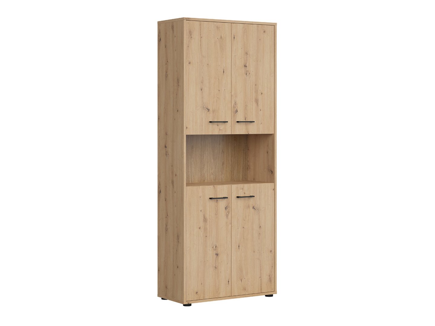 SPACE OFFICE 4 durų knygų lentyna, 80 cm, dirbtinio ąžuolo spalvos