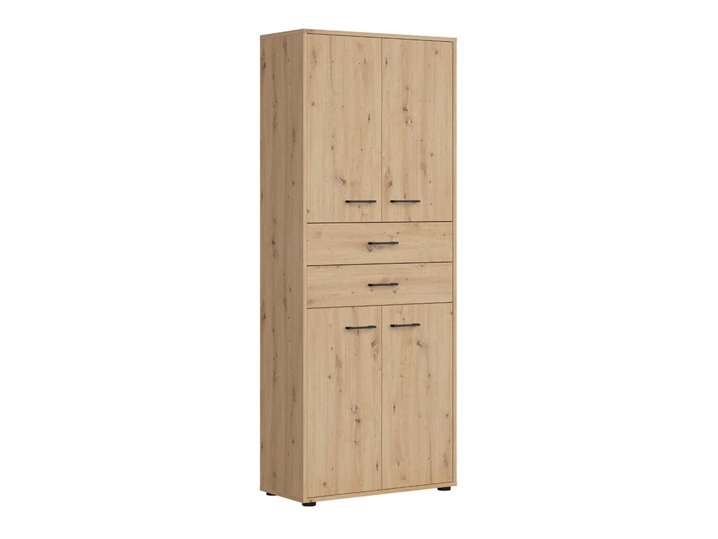 SPACE OFFICE keturių durų knygų lentyna su dviem stalčiais, 80 cm, ąžuolo spalvos