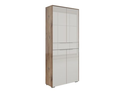 Nevada 4 durų knygų lentyna su stalčiumi, 81 cm, tamsaus vėliavos spalvos ąžuolo spalvos