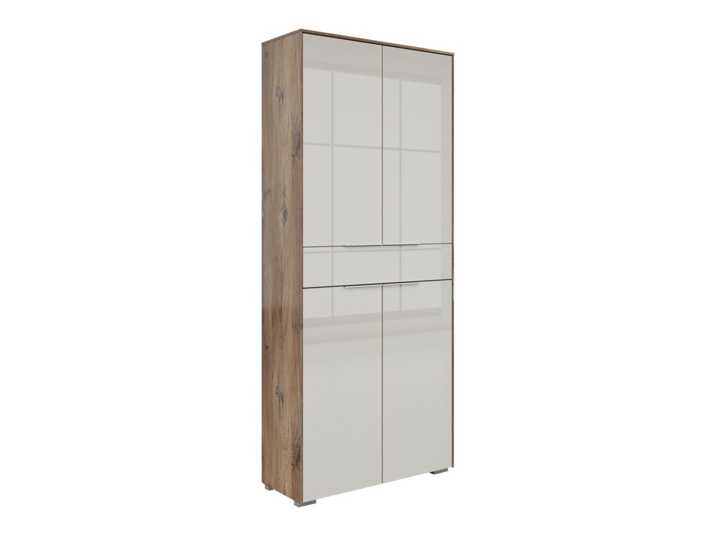 Nevada 4 durų knygų lentyna su stalčiumi, 81 cm, tamsaus vėliavos spalvos ąžuolo spalvos