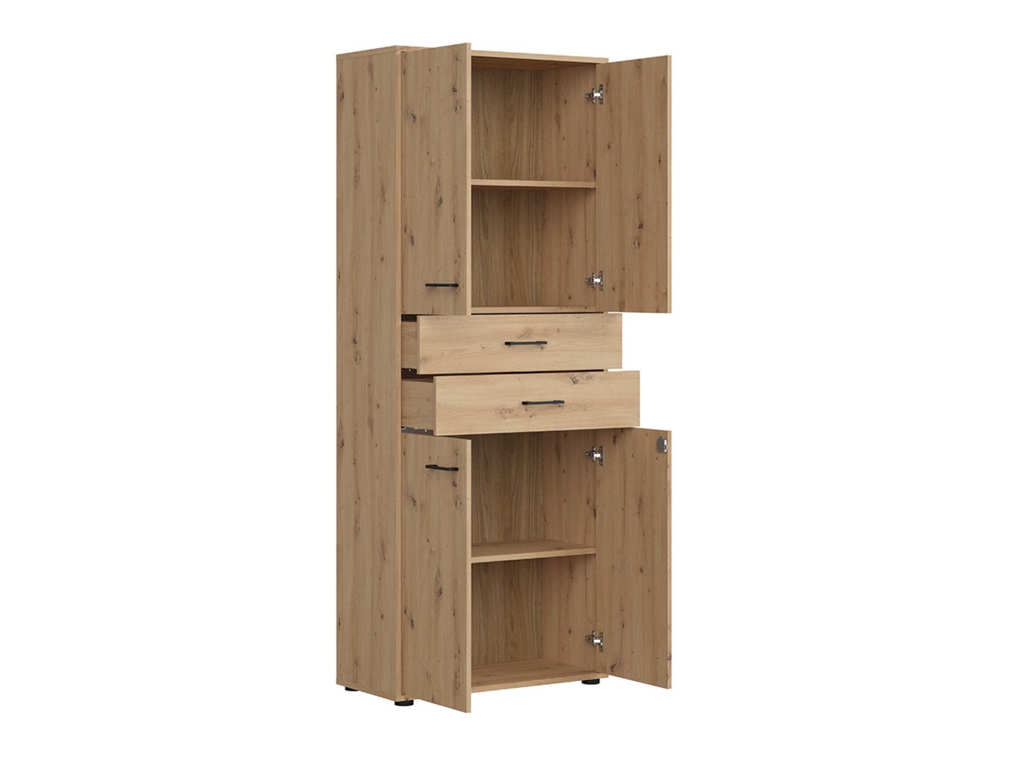 Keturių durų knygų lentyna su dviem stalčiais, uždara, SPACE OFFICE, 80 cm, ąžuolo imitacija