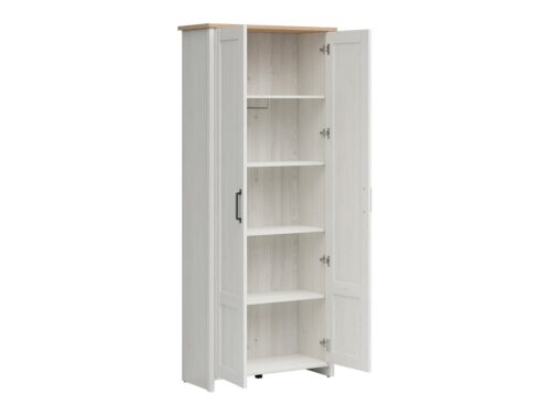 LOKSA dvidurė knygų lentyna, 84,5 cm, anderseno pušis, balta