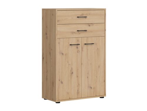 Dvidurė, dviejų stalčių SPACE OFFICE knygų lentyna, 80 cm, ąžuolo imitacija