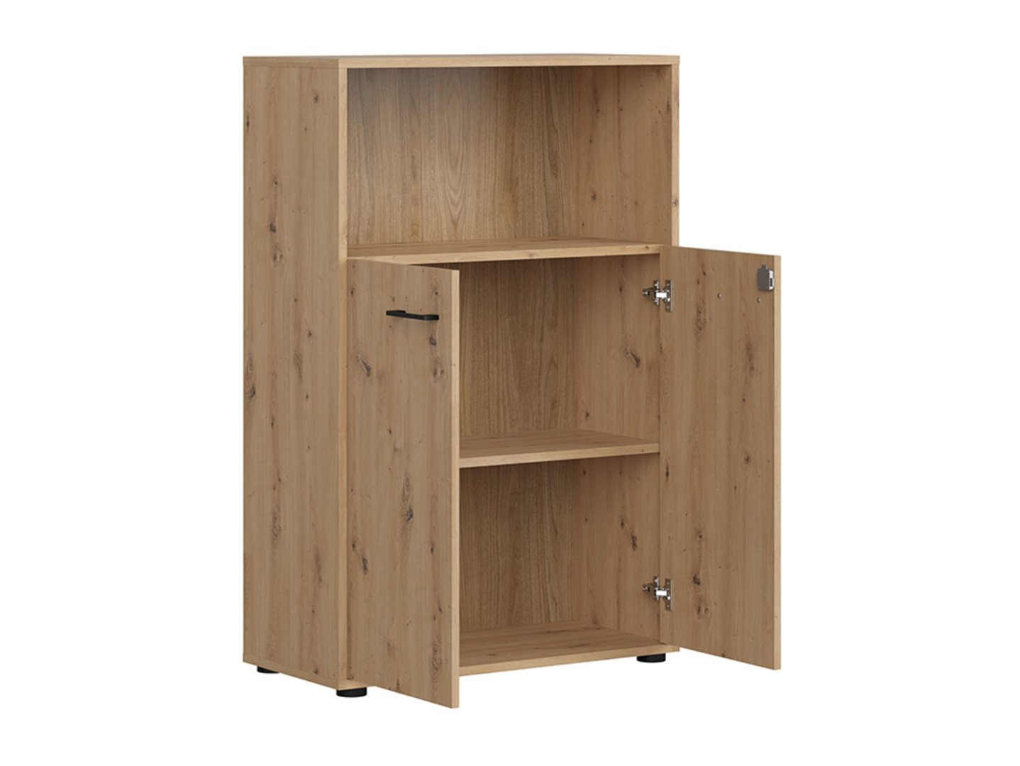 Žema, dvidurė, uždara lentyna SPACE OFFICE 80 cm, ąžuolas, dirbtinis