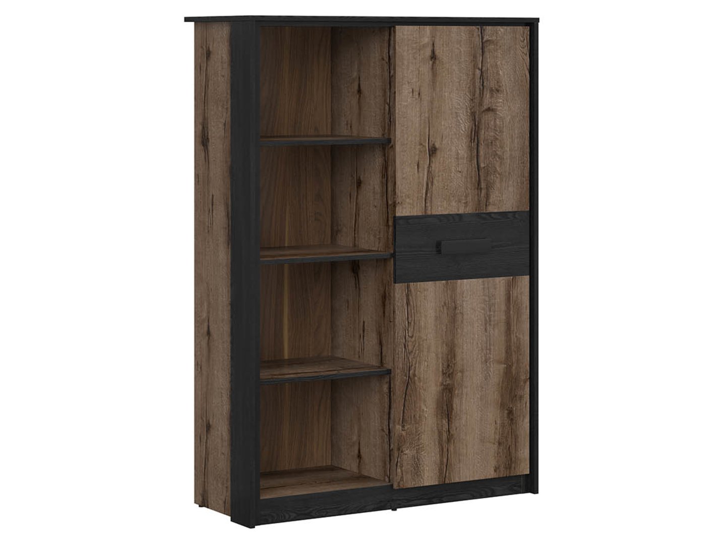 KASSEL žema lentyna 100 cm vienuolyno ąžuolas/juodas ąžuolas