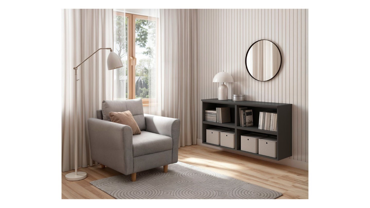 Atvira lentyna su lentynų sistema „System 64“, grafito spalvos