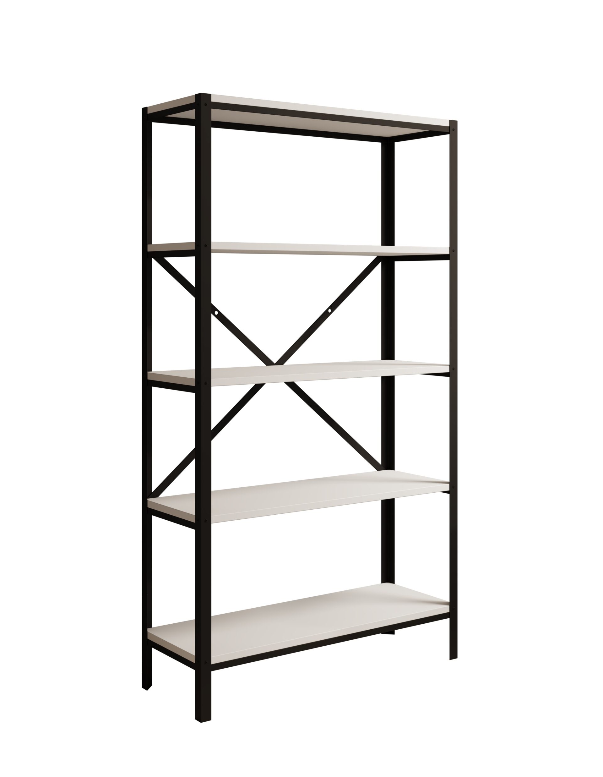 Rene knygų lentyna, juoda/matinė balta, ADRK