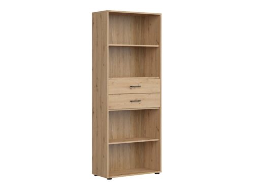 SPACE OFFICE dviejų stalčių knygų lentyna, 80 cm, ąžuolo spalvos