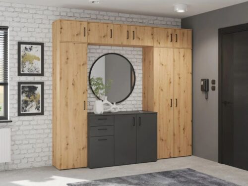 Uždara knygų lentyna su durelėmis MultiDo 50 cm, ąžuolo spalvos