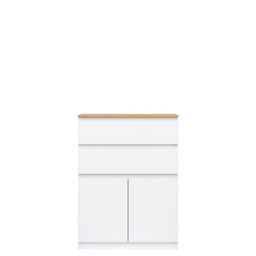REMI RM05 komoda su stalčiais, balta/ąžuolo spalvos, „Evoke“