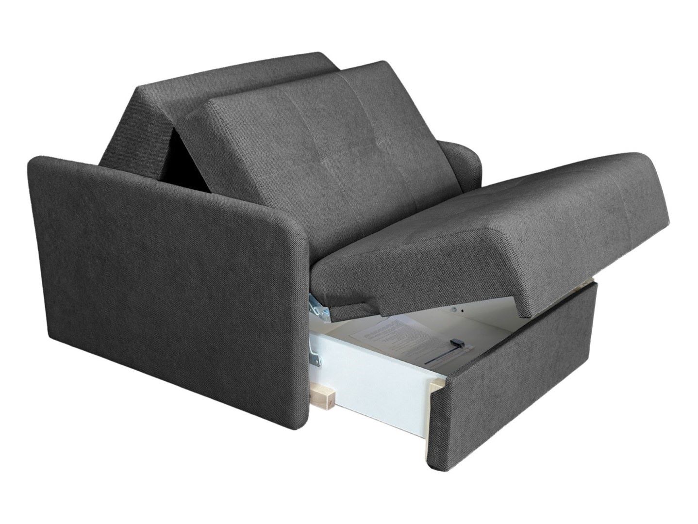 Dvivietė sofa „Como“ su miegojimo funkcija ir daiktadėže, pilka