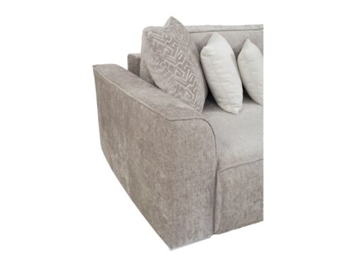 KAMI trijų vietų sofa su išlankstomu daiktadėže, šenilinė smėlio spalva