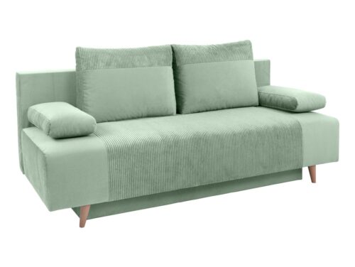 Leon trijų vietų sofa-lova su daiktadėže, šviesiai žalia