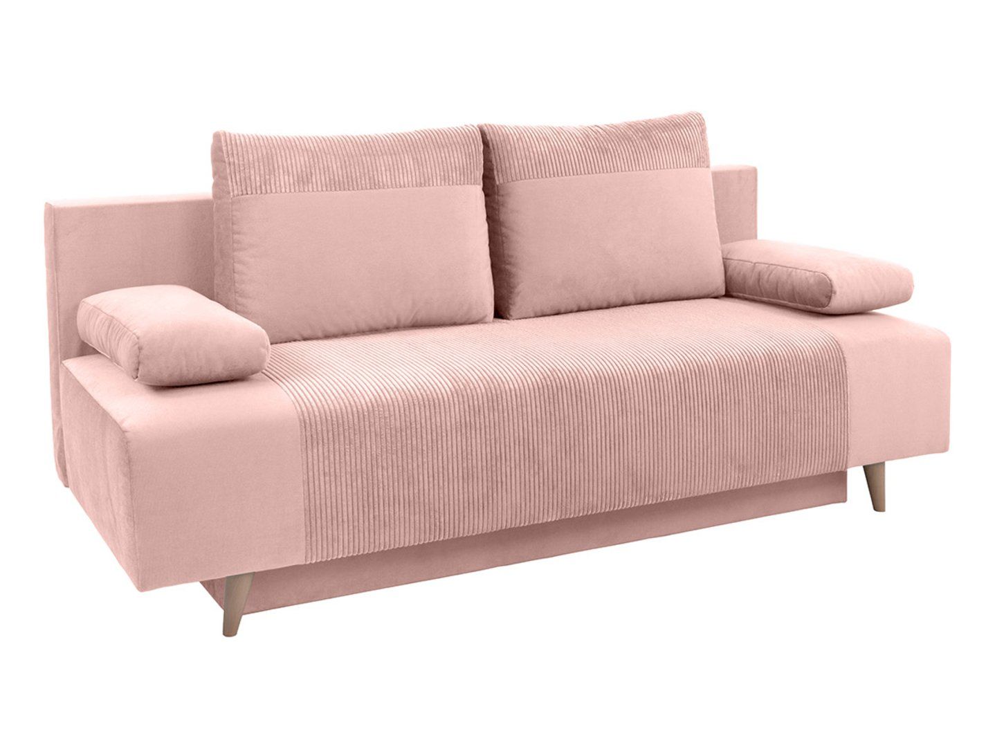 LEON trijų vietų sofa-lova su daiktadėže, rožinė