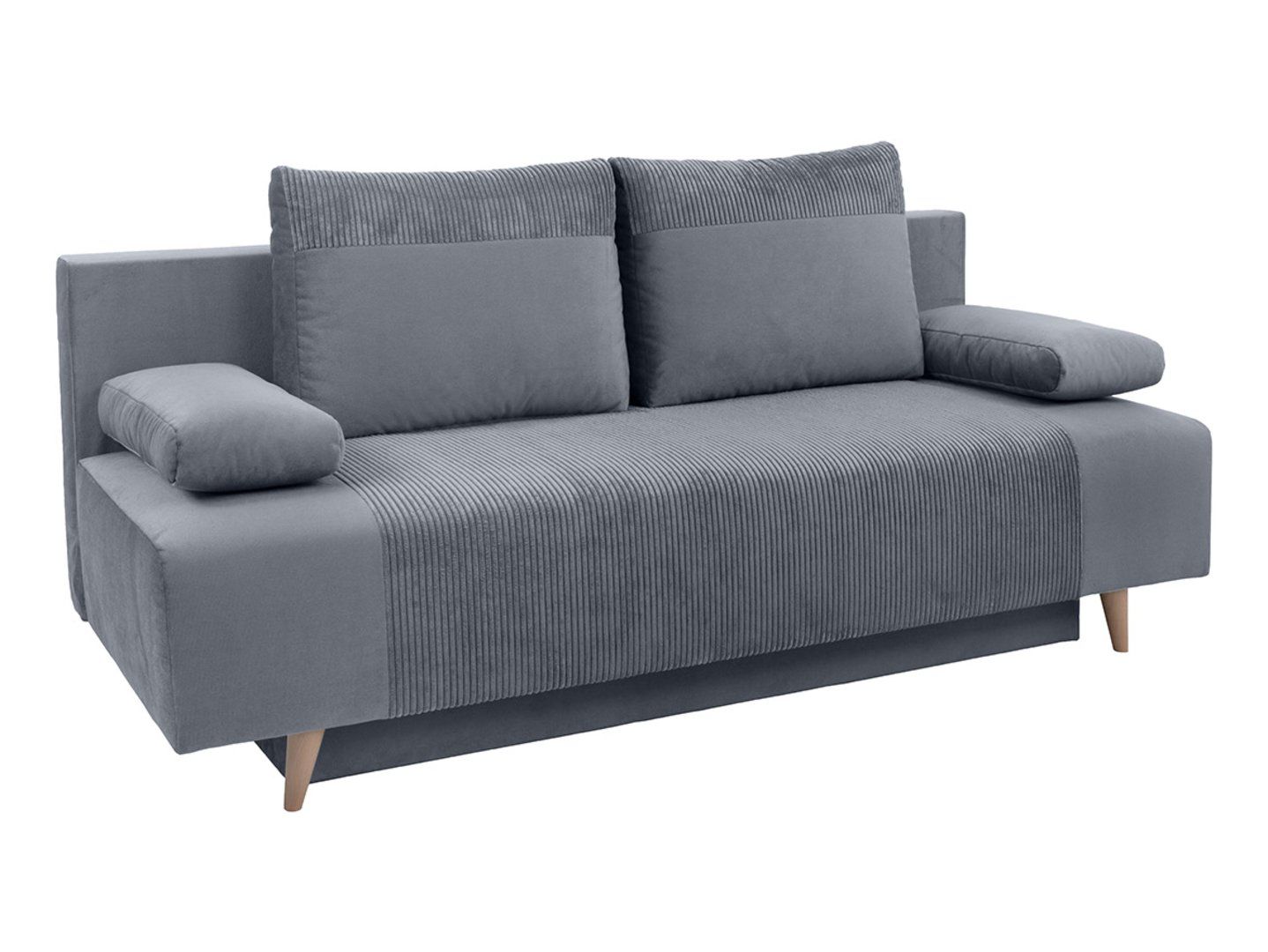 LEON trijų vietų sofa-lova su daiktadėže, pilka
