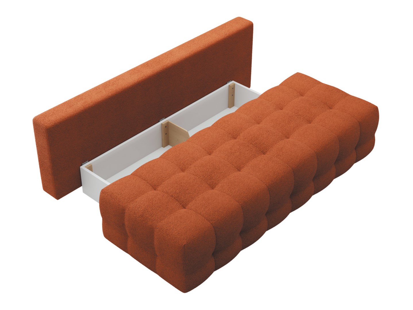 Simon trivietė sofa-lova su daiktadėže, oranžinė