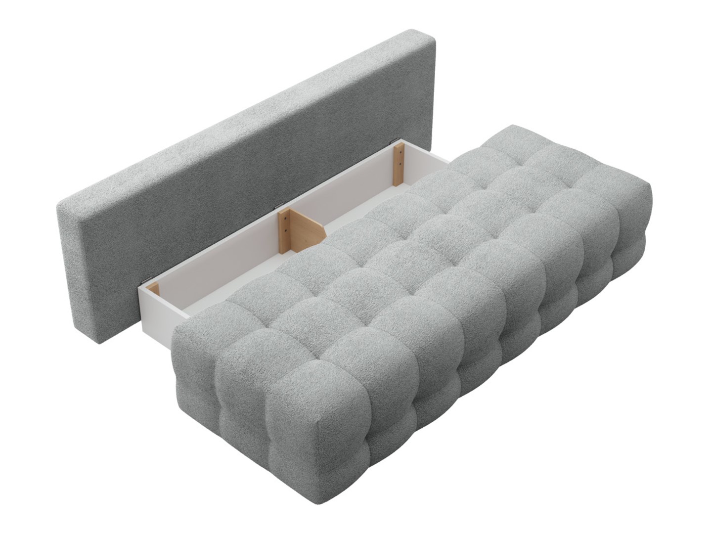 Simon trijų vietų sofa-lova su daiktadėže, pilka