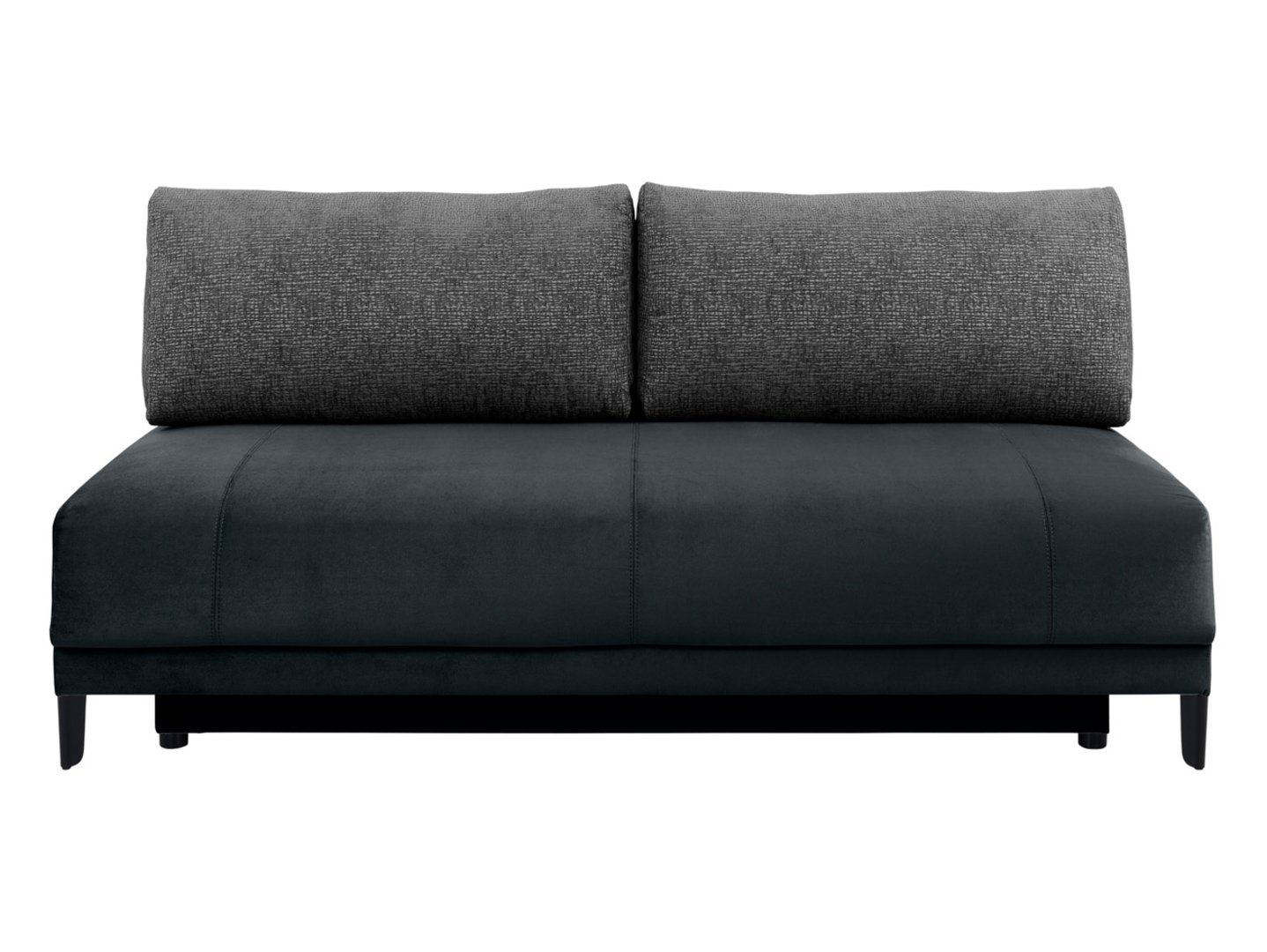 SENTILA juoda trijų vietų sofa su miegojimo funkcija ir daiktadėže