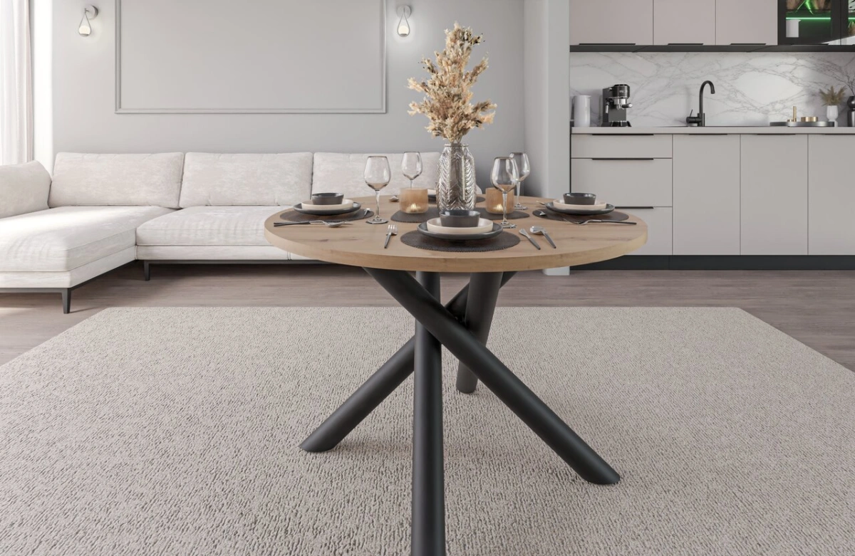 Oslo apvalus palėpės stalas, 110 cm, ąžuolo spalvos