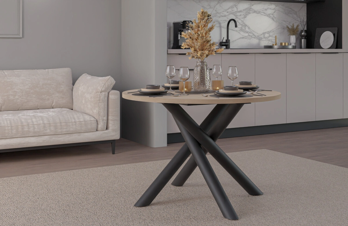 Oslo apvalus palėpės stalas, 110 cm, ąžuolas „Lindberg“,