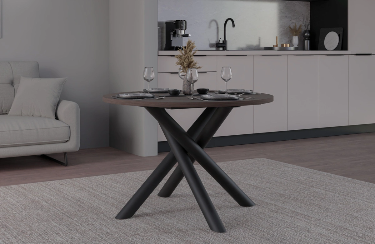 Oslo apvalus palėpės stalas, 110 cm, Viskonsino riešutmedis