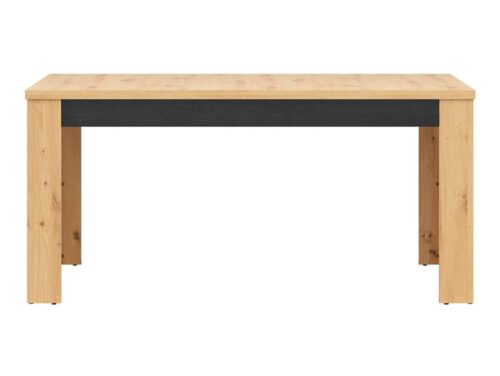 OSTIA išskleidžiamas stalas 90/160-200 cm, meniško ąžuolo imitacija/blizgi juoda spalva