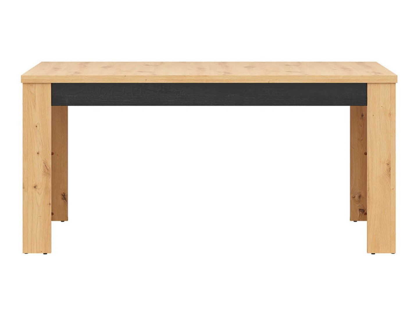 OSTIA išskleidžiamas stalas 90/160-200 cm, meniško ąžuolo imitacija/blizgi juoda spalva