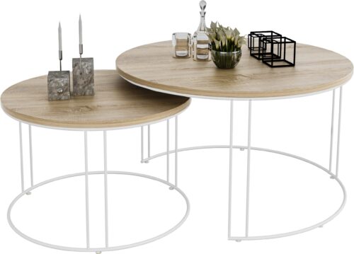 ETTA 2 viename kavos staliukas, baltas/Sonoma, ADRK