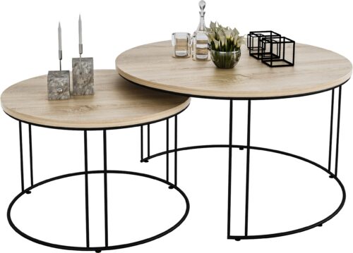 ETTA 2 viename kavos staliukas, juodas/Sonoma, ADRK