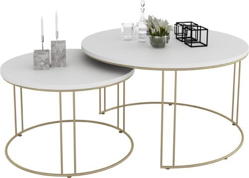 ETTA 2 viename kavos staliukas, auksinis/baltas, ADRK