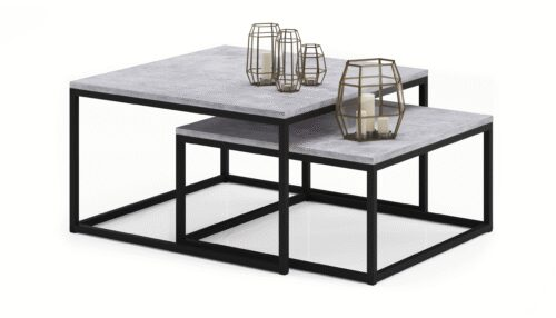 KAMA 2 viename kavos staliukas, juodas/betonas, ADRK