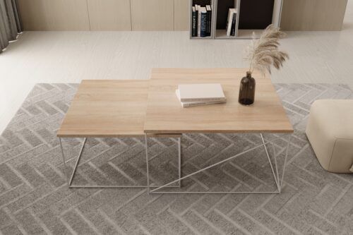 Licco 2 viename kavos staliukas, baltas/Sonoma, ADRK