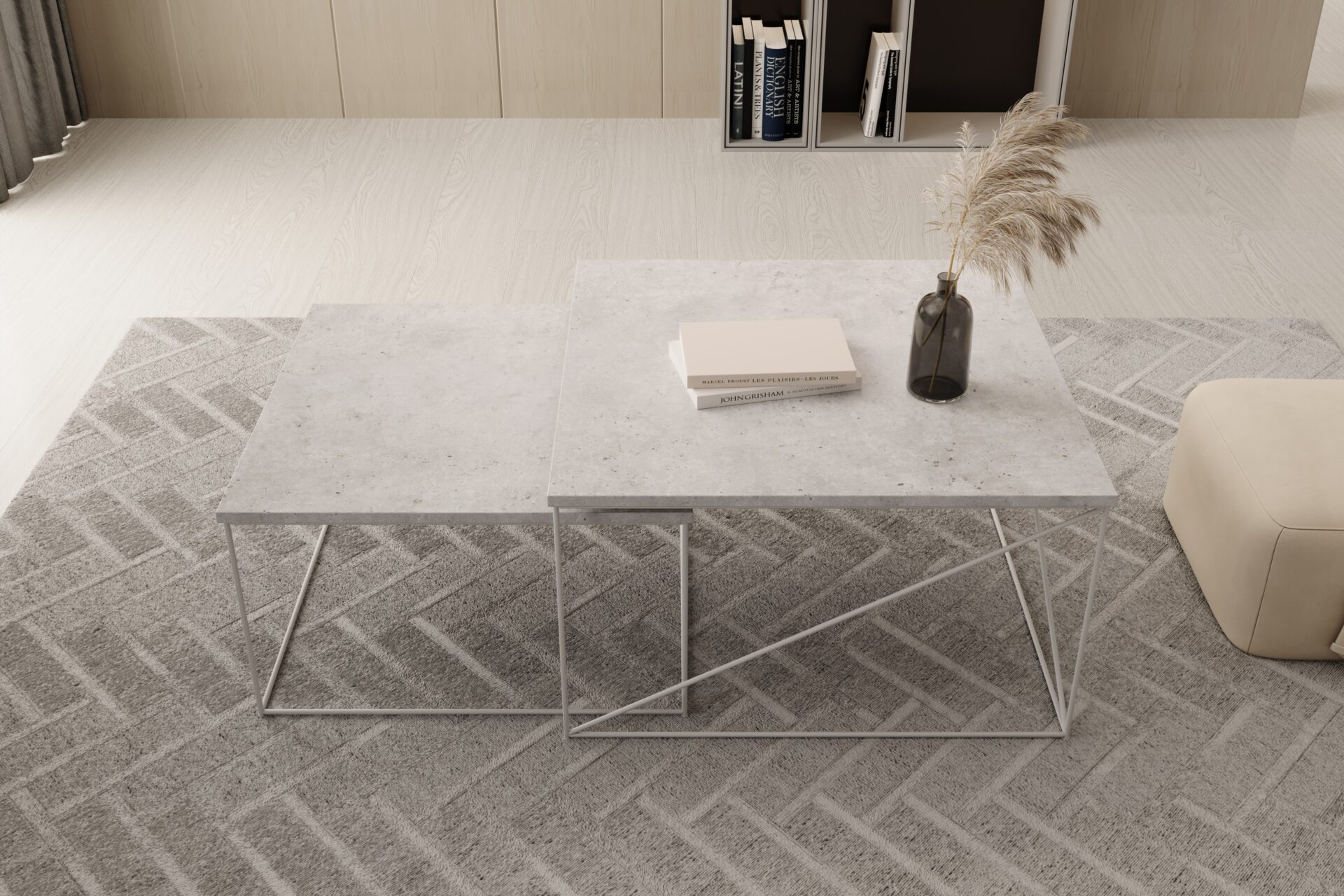 Licco 2 viename kavos staliukas, baltas/betonas, ADRK