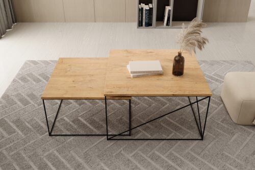 Licco juodas/Lancelot ąžuolo spalvos ADRK 2 viename kavos staliukas