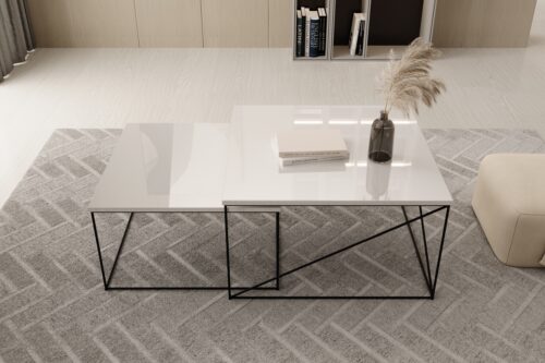 Licco 2 viename kavos staliukas, juodas/baltas, blizgus, ADRK