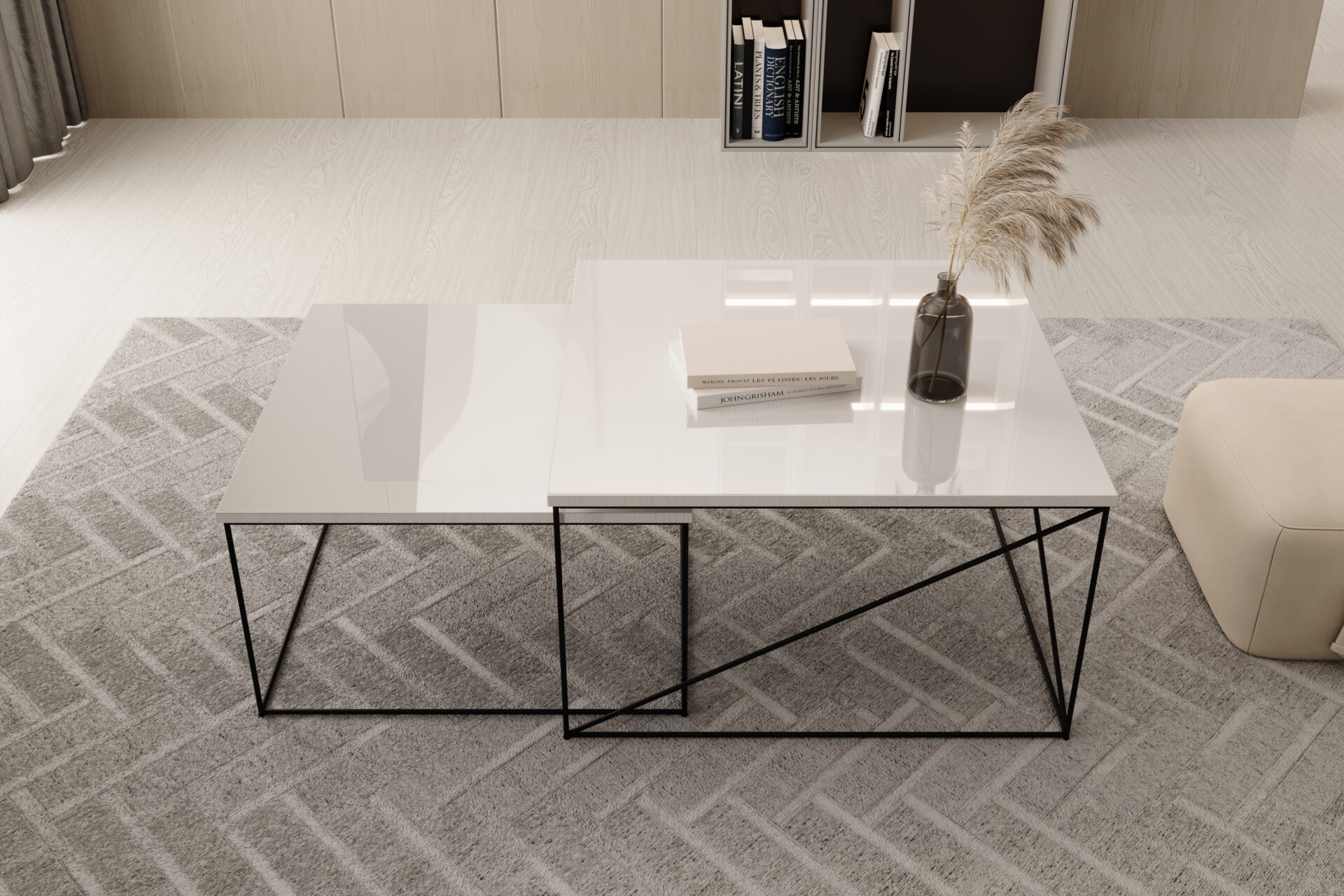 Licco 2 viename kavos staliukas, juodas/baltas, blizgus, ADRK