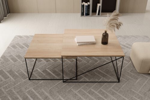 Licco 2 viename kavos staliukas, juodas/Sonoma, ADRK