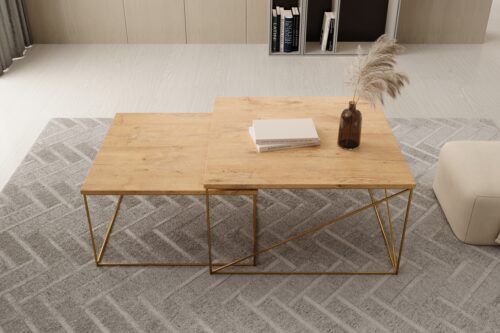 Licco Gold/Lancelot Oak 2-in-1 kavos staliukas, ADRK