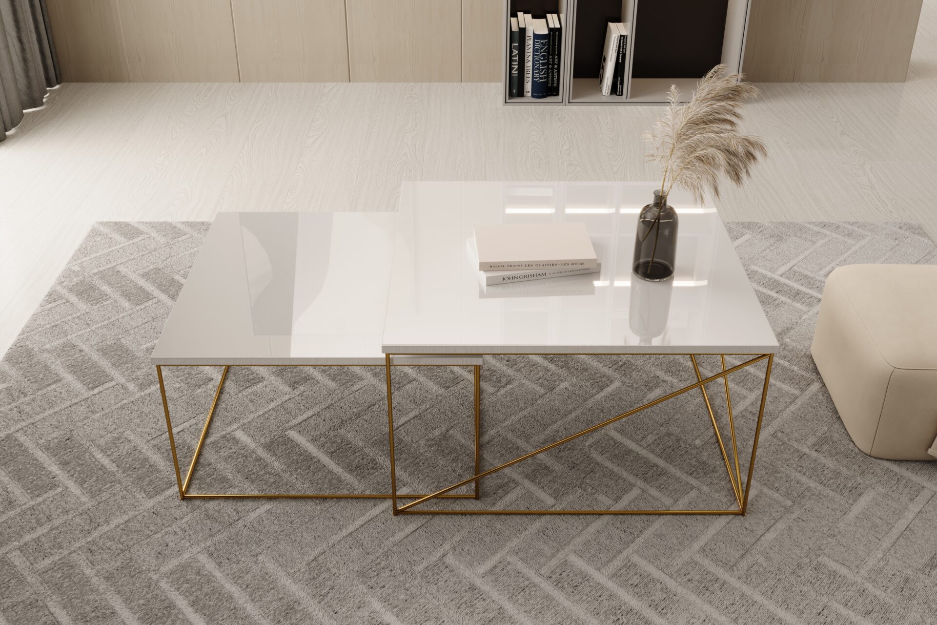 Licco 2 viename kavos staliukas, aukso/balto blizgesio, ADRK