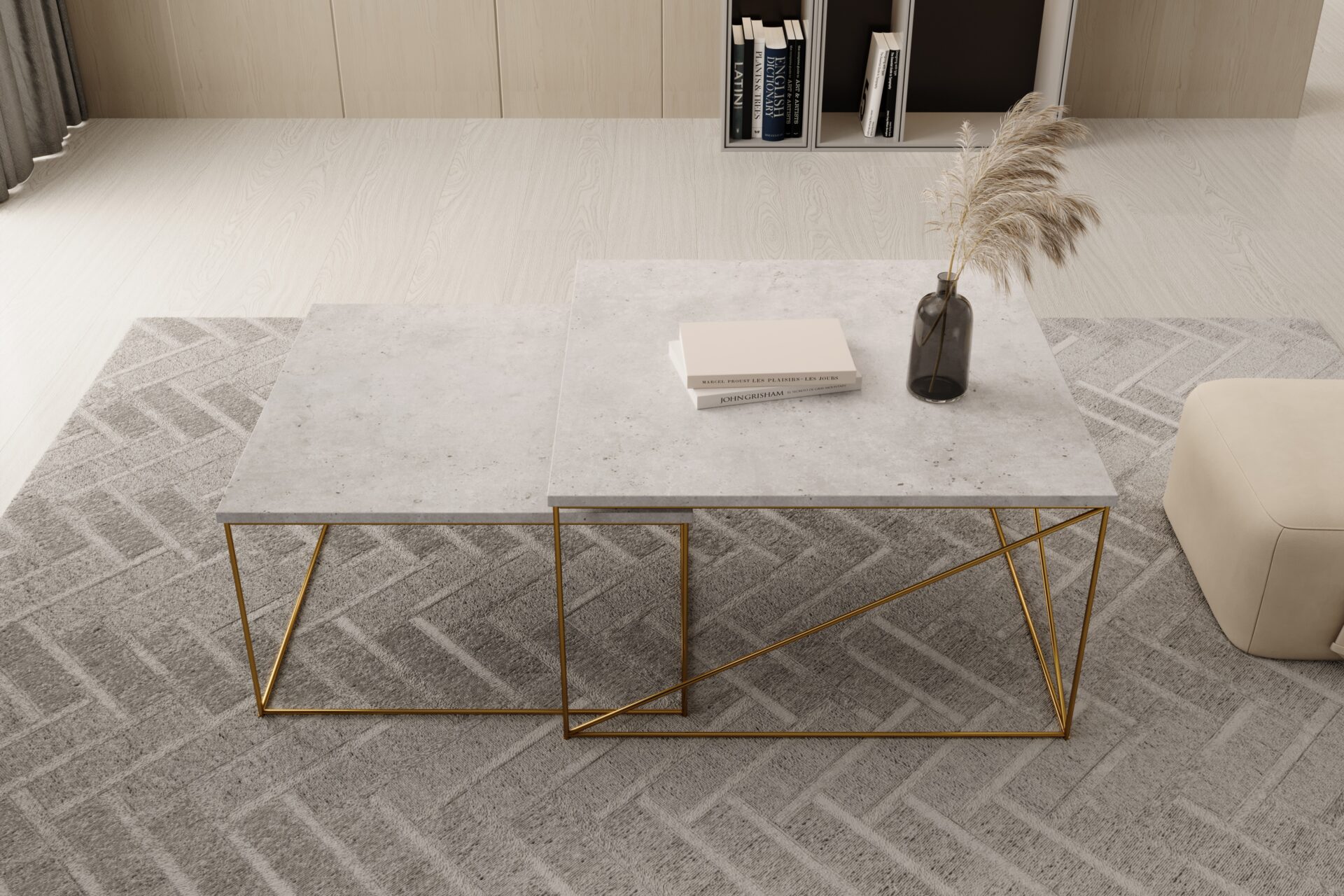 Licco 2 viename kavos staliukas, auksinis/betonas, ADRK